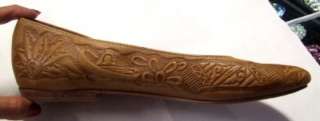 MEXICAN TOOLED LEATHER JIVING FLATS Vintage 50s style 6.5 80s Shoes 