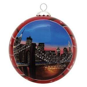  New York Painted Glass Christmas Ornament Brooklyn Bridge 