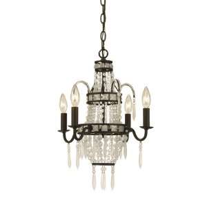  Chandelier, Oil Rubbed Bronze, Frosted Glass Beads