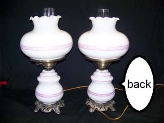 TWO GONE WITH THE WIND PINK ROSE TABEL LAMPS  