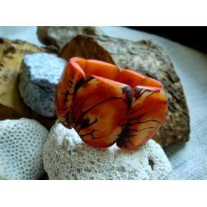 Tagua Nut Brasalet Orange,handmade jewelry