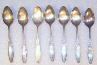 1929 Oneida Rockford 7 Clayborne Slvrplt Soup Spoons  
