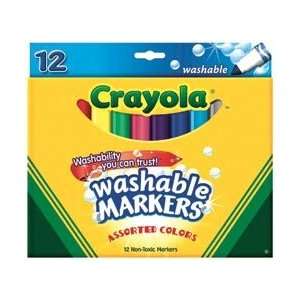  Crayola Broad Line Washable Markers Assorted Colors 12/Pkg 