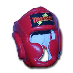  Thunder Muay Thai Leather Headgear In Red SIZE SMALL 
