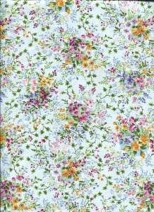 SWEET VICTORIA SMALL FLORAL LT BLUE   Cotton Fabric BTY for Quilting 