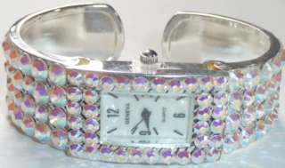 Swarovski Crystal AB Rhinestone Bracelet Cuff Watch New  