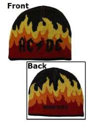 AC/DC Flames knit beanie embroidered Highway To Hell hat