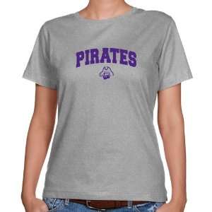 East Carolina Pirates Ladies Ash Logo Arch Classic Fit T shirt  