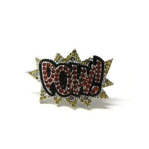  New ICED OUT POW Hip Hop Ring Silver Size 10 Silver Red 