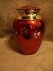 Smaller Gorgeous Red & Black Brass w/Paw Prints Pet Urn