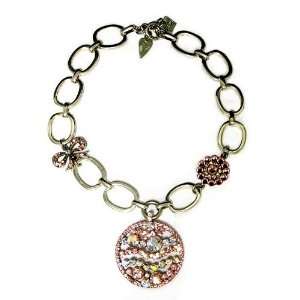   Crystal Medallion Necklace, Light Sweet Pink Rodrigo Otazu Jewelry