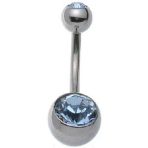    316L Belly Ring with Double BL Swarovski Gem Balls Jewelry