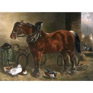 Dray Horse Etching Herring, John F Davey, G Animals, Dogs Birds 