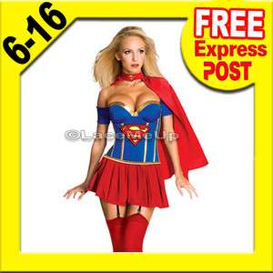 Super Girl Woman SuperHero Hero Fancy Dress Costume Outfit & Cape 6 18 