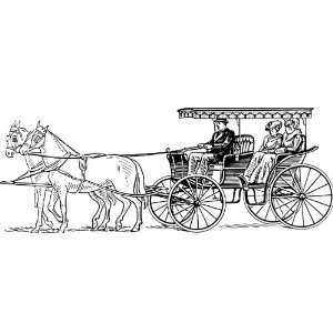   Round Badge Style Keyring Line Drawing Surrey Carriage