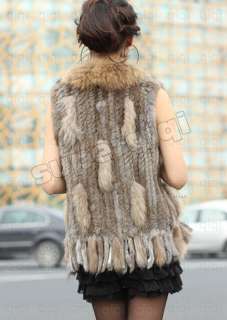 You are bidding on a Raccoon Trim Rabbit Fur Vest. Brand NEW 