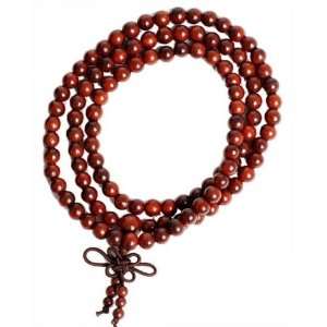  108 Red Wood Beads Tibet Buddhist Prayer Mala Necklace 