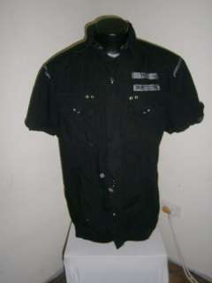 NWT POWERHOUSE Mens Black Urban Short Sleeved Shirt XL T11929  