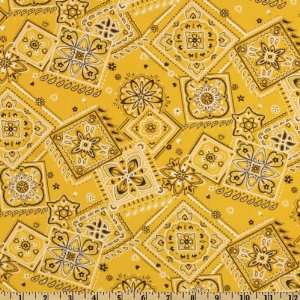   Cattle Call Bandana Yellow Fabric By The Yard Arts, Crafts & Sewing