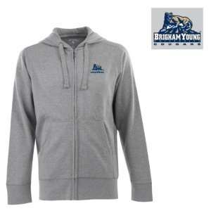   BYU Cougars Full Zip Hooded Mens Sweatshirt (Heather Grey) Sports