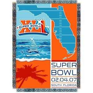  Super Bowl 41  Location Map Woven Tapestry Throw 
