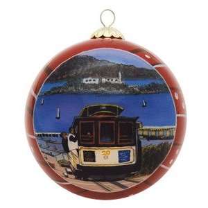   Francisco Painted Glass Christmas Ornament Cable Car