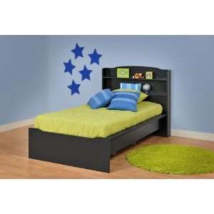  Black Aspen Twin Platform Bed with Integrated Headboard 