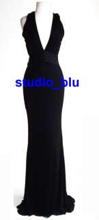VERSACE Black Sequin Low Cut Open Back Dress Gown 42 4 6  
