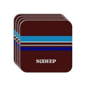 Personal Name Gift   SUDEEP Set of 4 Mini Mousepad Coasters (blue 
