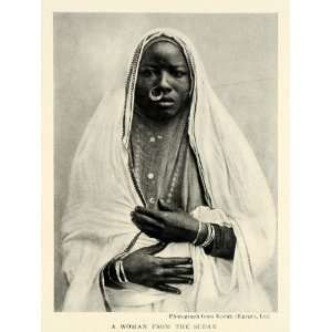 1922 Print Portrait Sudanese Woman Sudan Egypt Robe Jewelry Africa 