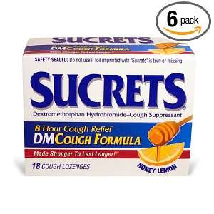 Sucrets DMCough Formulla ,Honey Lemon, 18 Cough Lozenges Boxes (Pack 