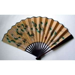  Chinese Art Painting Calligraphy Bamboo Fan 9 Dragon 