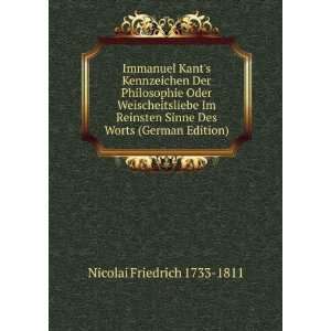   Sinne Des Worts (German Edition) Nicolai Friedrich 1733 1811 Books