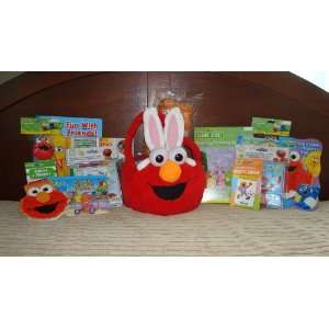  Elmo With Bunny Ears Plush Easter Basket Ensemble 
