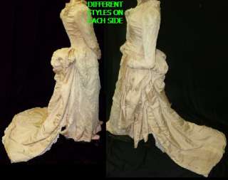   VTG VICTORIAN 1870 1880 WEDDING DRESS BUILT IN BUSTLE IVORY GOWN DRESS
