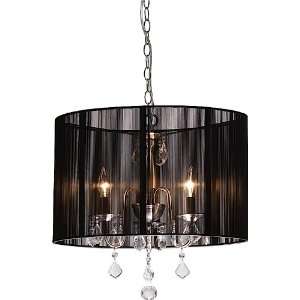   Chandelier, Polished Nickel with Silk String Shades