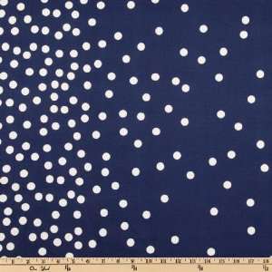 50 Wide Stretch Cotton Sateen Border Polka Dot Navy/White Fabric By 