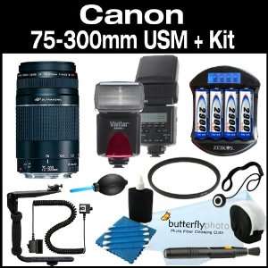 Canon 75 300mm USM f/4 5.6 III USM Telephoto Zoom Lens + UV Filter 