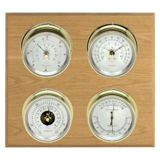   Weather Station Silver Dial with Brass Case 2 S Instruments on Oak or