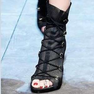   Toe Lattice Stiletto Heels Platform Gladiator Boots Sandals  
