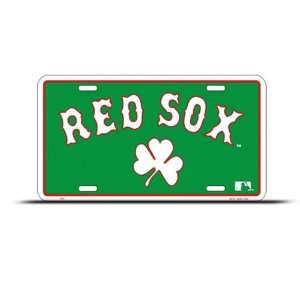 Boston Red Sox Shamrock Mlb Green Metal Sport License Plate Wall Sign 