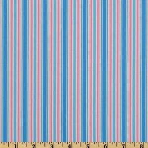   Folk Heart Stripe Blue/Pink Fabric By The Yard Arts, Crafts & Sewing