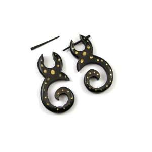  Tribal Spiral Earrings with Stick Closure Carved from 