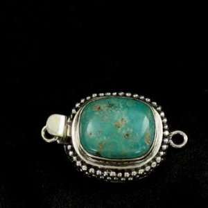  CARICO LAKE TURQUOISE CLASP STERLING BLUE GOLD CUSHION 