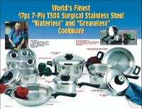 17pc Stainless Steel Waterless Pots Pans Cookware Set  