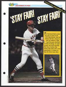 CARLTON FISK 1975 World Series HEROES FACT SHEET CARD  