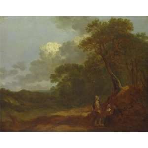   Wooded Landscape with a Man Talking to Two Seated Women 19.0 X 24.0