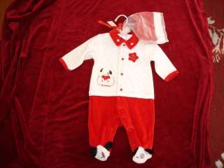   BOY FIRST CHRISTMAS SANTA ROMPER WITH CAP STARTING OUT 3 MONTH  