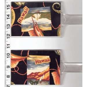  Set of 2 Luggage Tags Made with Hawaii Vacation Fabric 