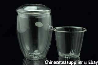 Big Double Wall Glass Tea Maker with Insert Filter 350c  